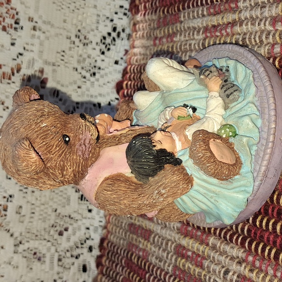 🎇🎉🎇 VINTAGE BOYD'S BEARS ??  Resin Sculpture  MAMA Holding SLEEPING GIRL - Picture 7 of 14